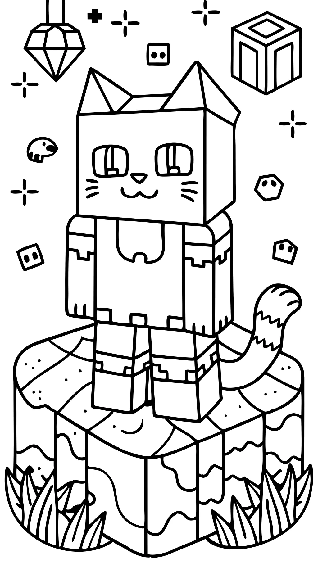 coloriages de chat minecraft